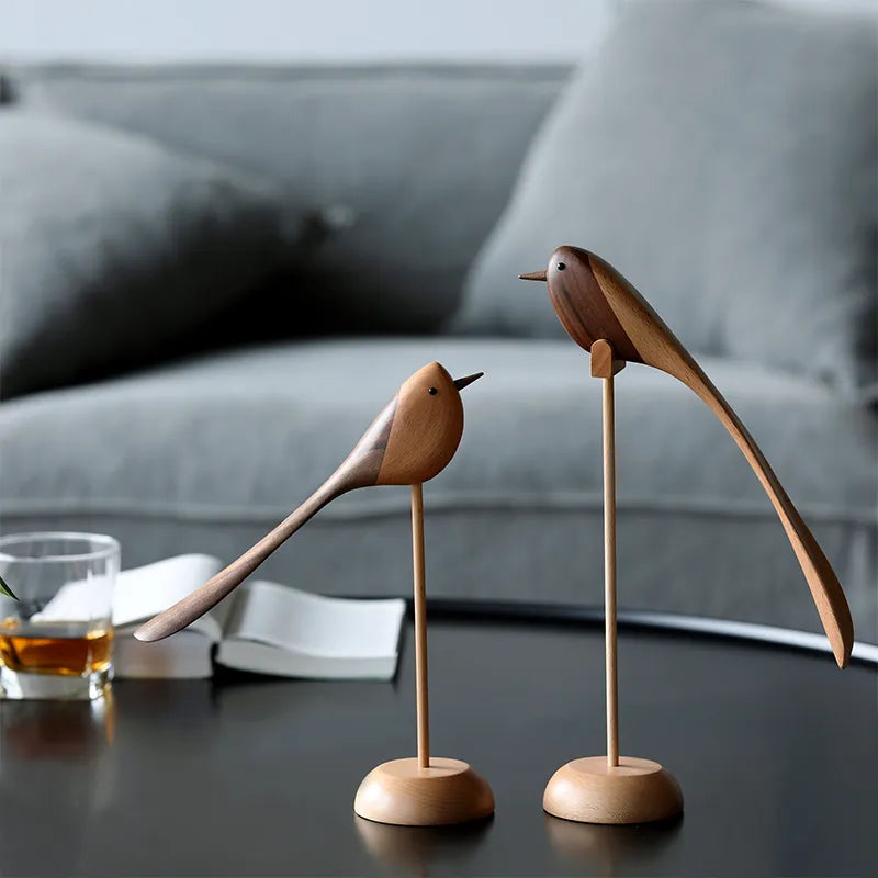 Nordic Wooden Bird Sculptures