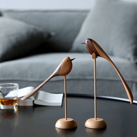 Nordic Wooden Bird Sculptures