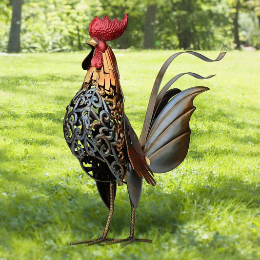 Iron Rooster Sculpture