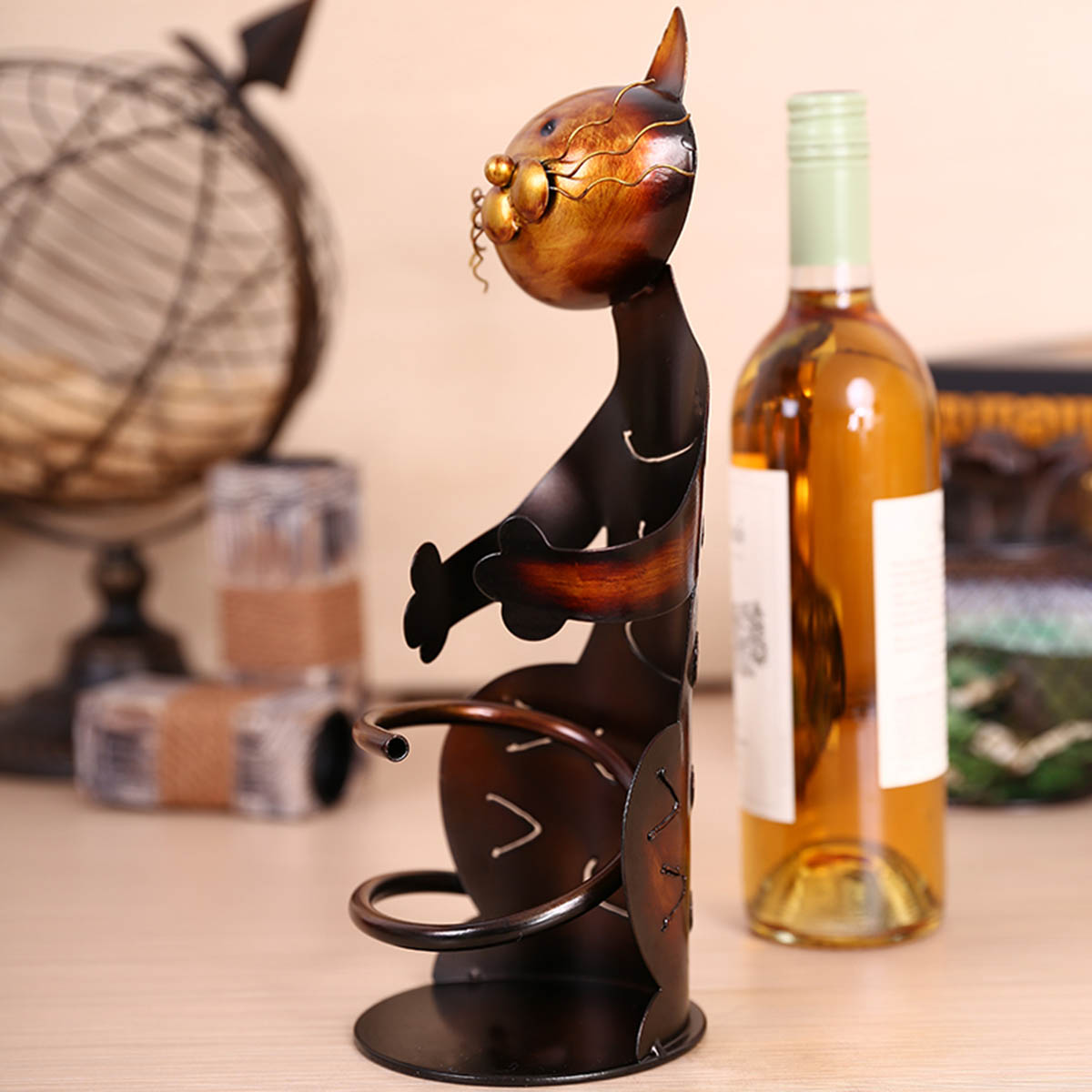 Chrome Cat Wine Holder
