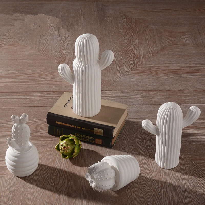 White Ceramic Cactus, 16 cm to 27 cm