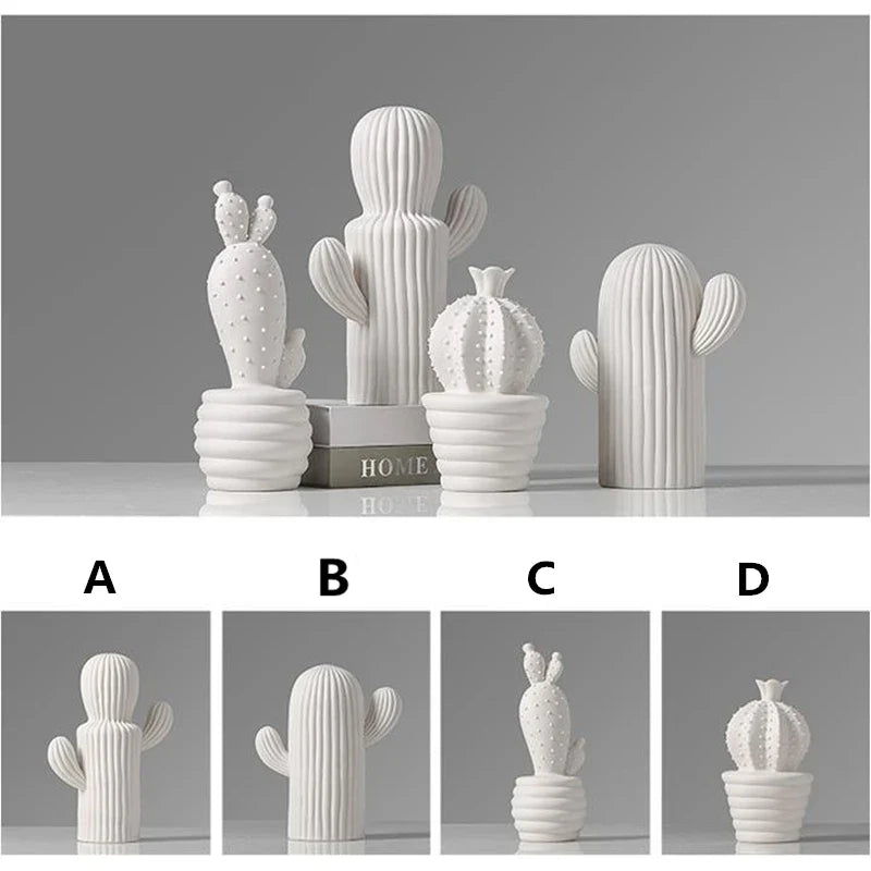 White Ceramic Cactus, 16 cm to 27 cm
