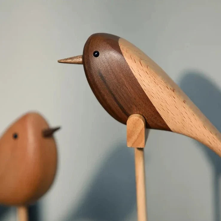 Nordic Wooden Bird Sculptures