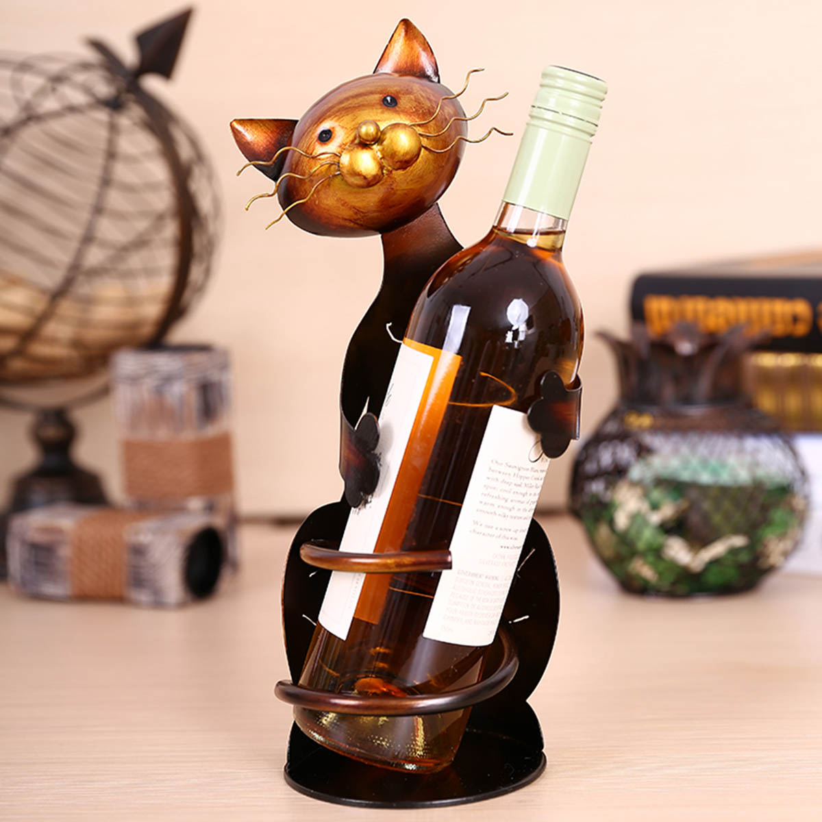 Chrome Cat Wine Holder