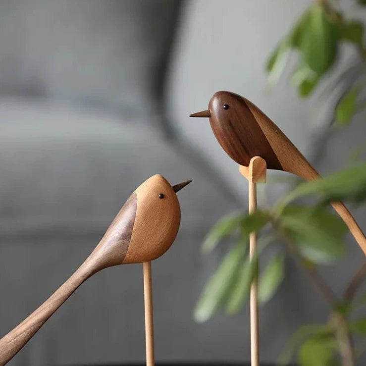 Nordic Wooden Bird Sculptures
