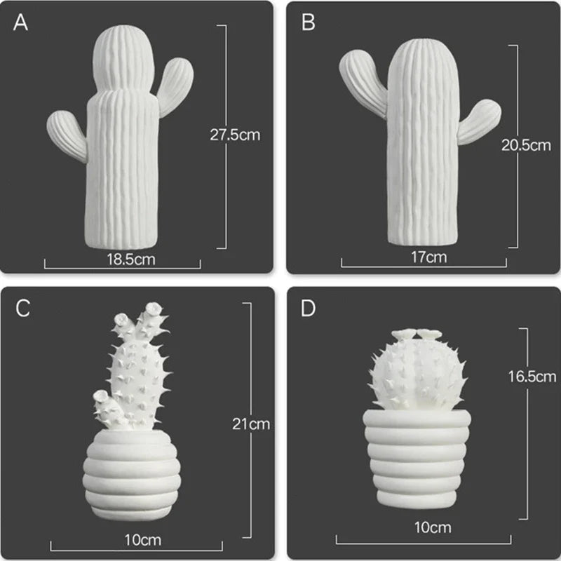 White Ceramic Cactus, 16 cm to 27 cm