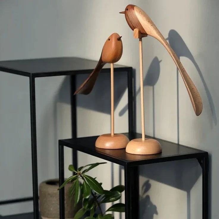 Nordic Wooden Bird Sculptures