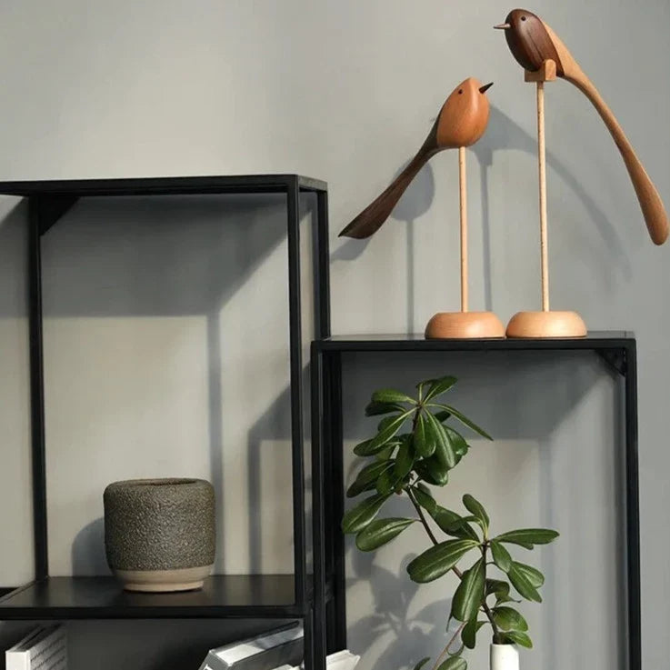 Nordic Wooden Bird Sculptures