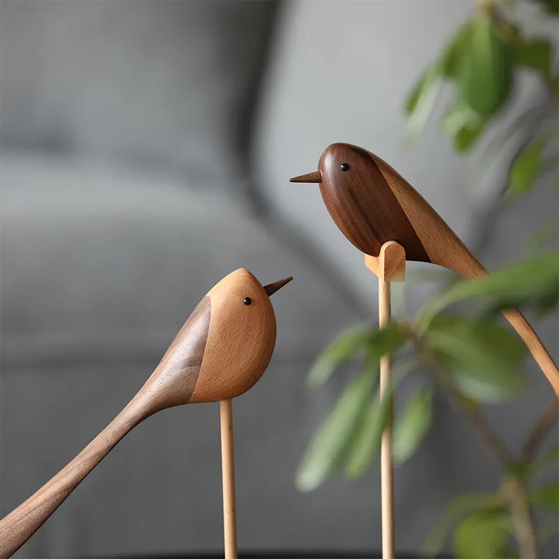 Nordic Wooden Bird Sculptures