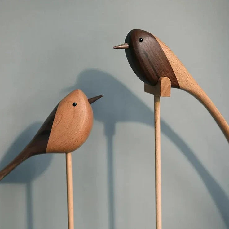 Nordic Wooden Bird Sculptures
