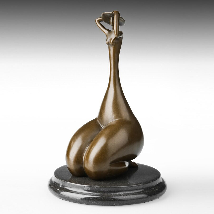 Bronze Sculpture <br/> Seated Bronze Woman Statue 22 cm