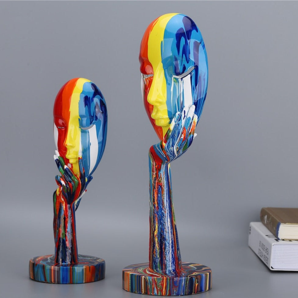 Abstract Painted Face Sculptures