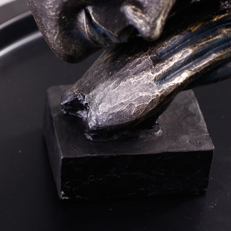 Woman Face Statue, Bronze Effect, 22 cm