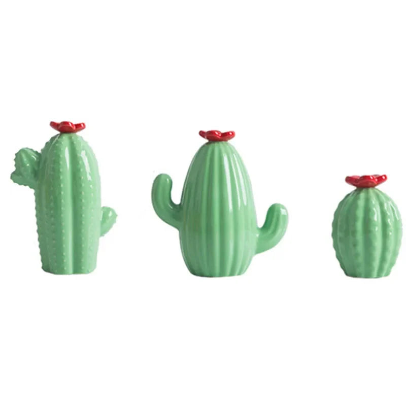 Modern Decor Cactus, Green, Yellow, Blue (Set of 3), 6, 10 and 13 cm