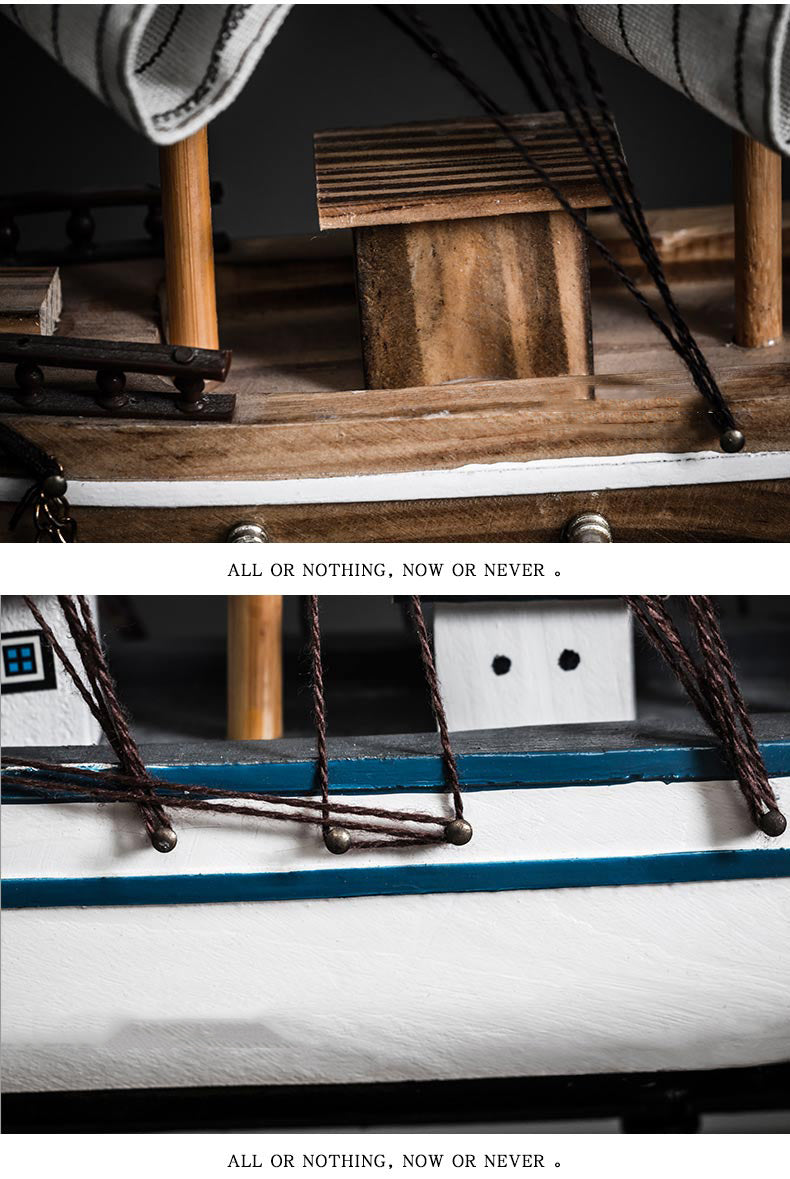 Retro Wooden Handmade Sailboat Miniature