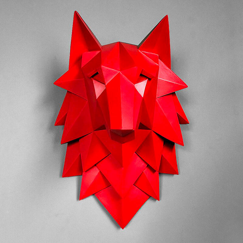 Design Wall Sculpture <br/> Origami Wolf Head