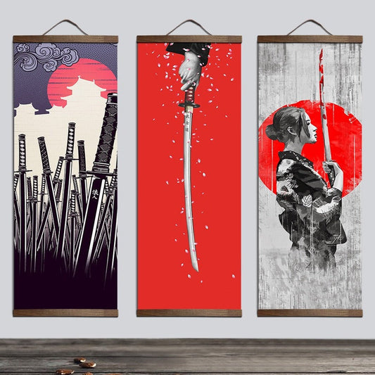 Red Warrior Samurai Paintings