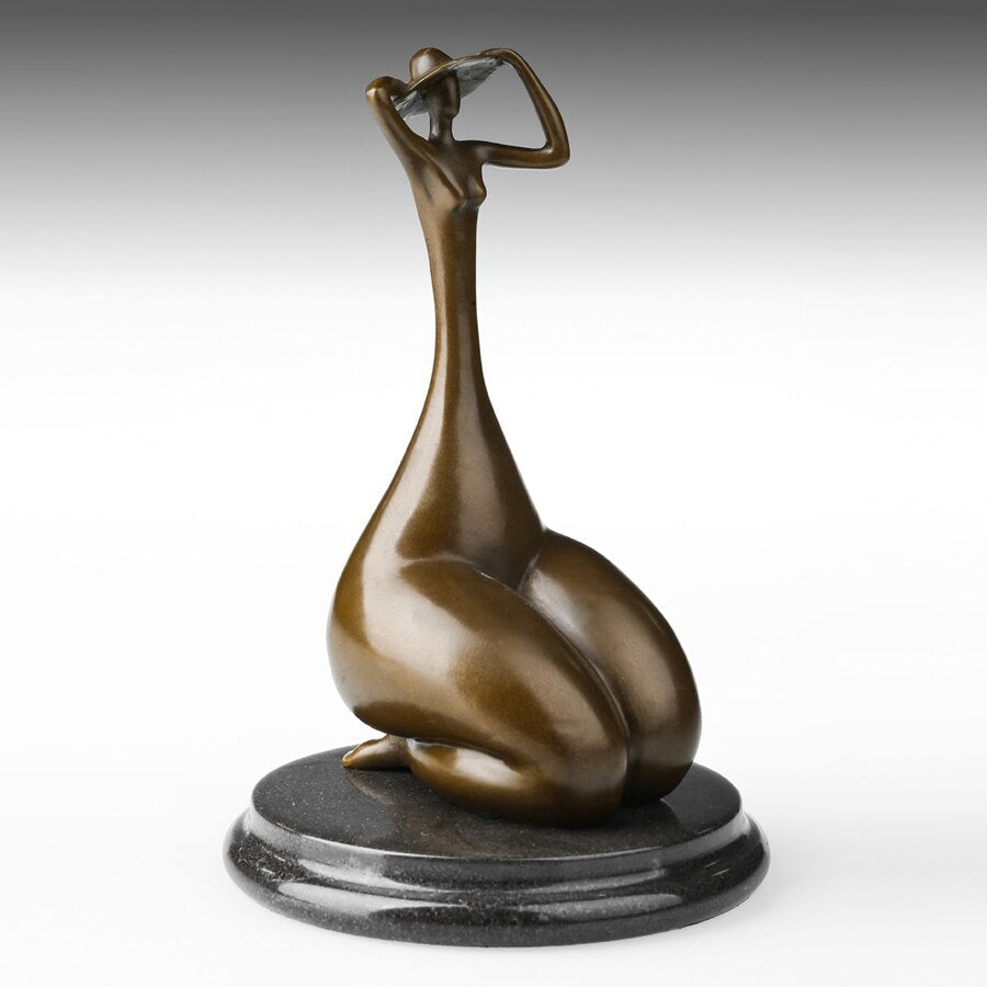Bronze Sculpture <br/> Seated Bronze Woman Statue 22 cm
