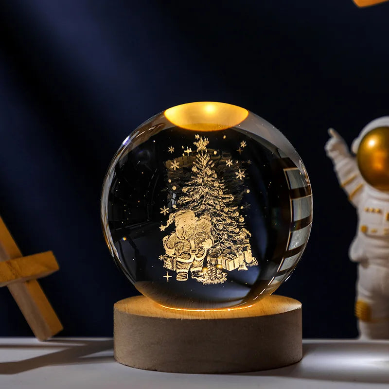 3D Rotating Crystal Ball with LED Lights - Astronomy Decor Object