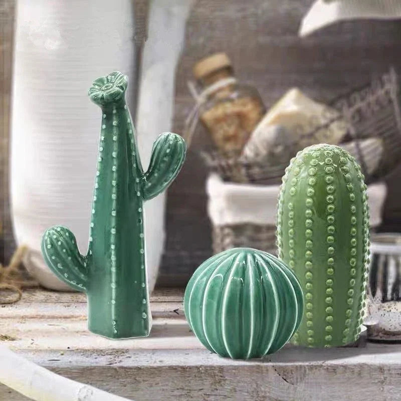 Ceramic Indoor Decor Cactus Statue