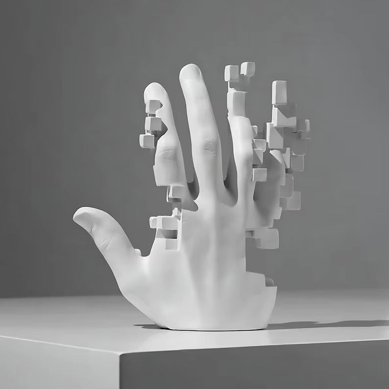 Pixel Hand Sculpture