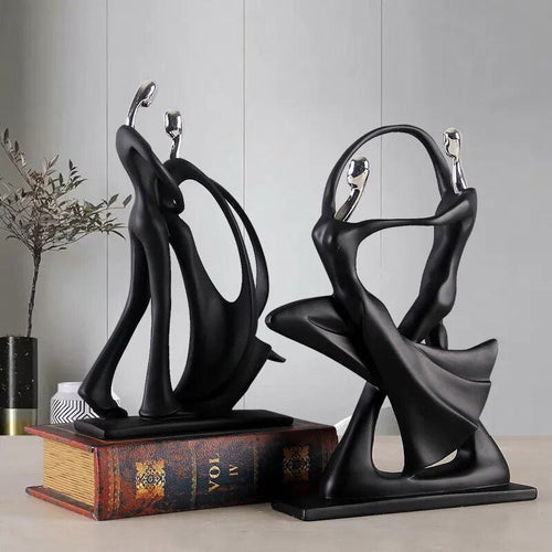 Nordic Abstract Dancing Couple Sculptures