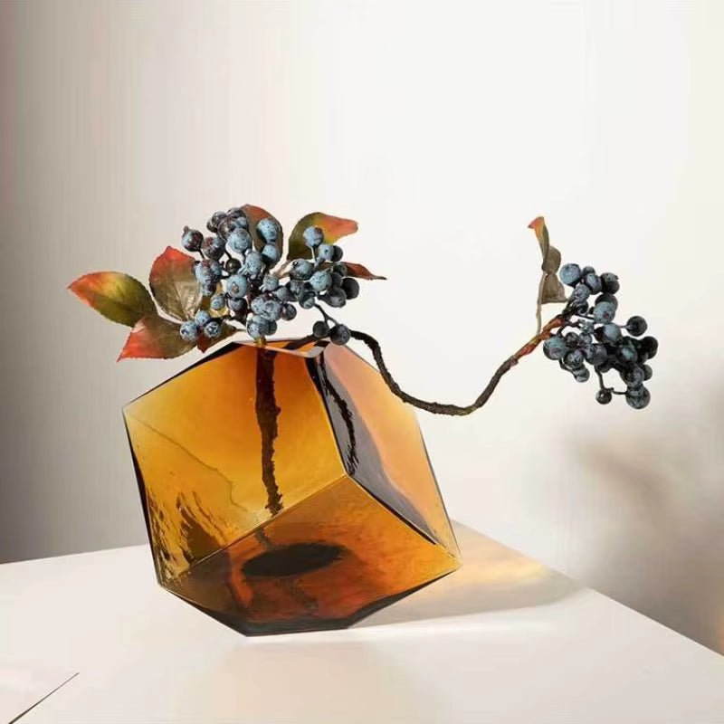 Amber Bloom Cube Vase