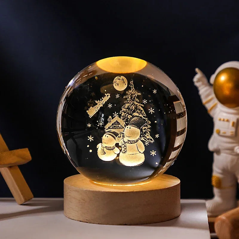 3D Rotating Crystal Ball with LED Lights - Astronomy Decor Object