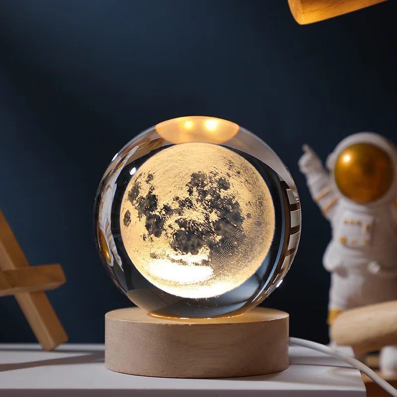 3D Rotating Crystal Ball with LED Lights - Astronomy Decor Object