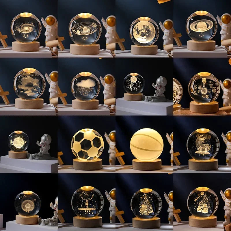 3D Rotating Crystal Ball with LED Lights - Astronomy Decor Object