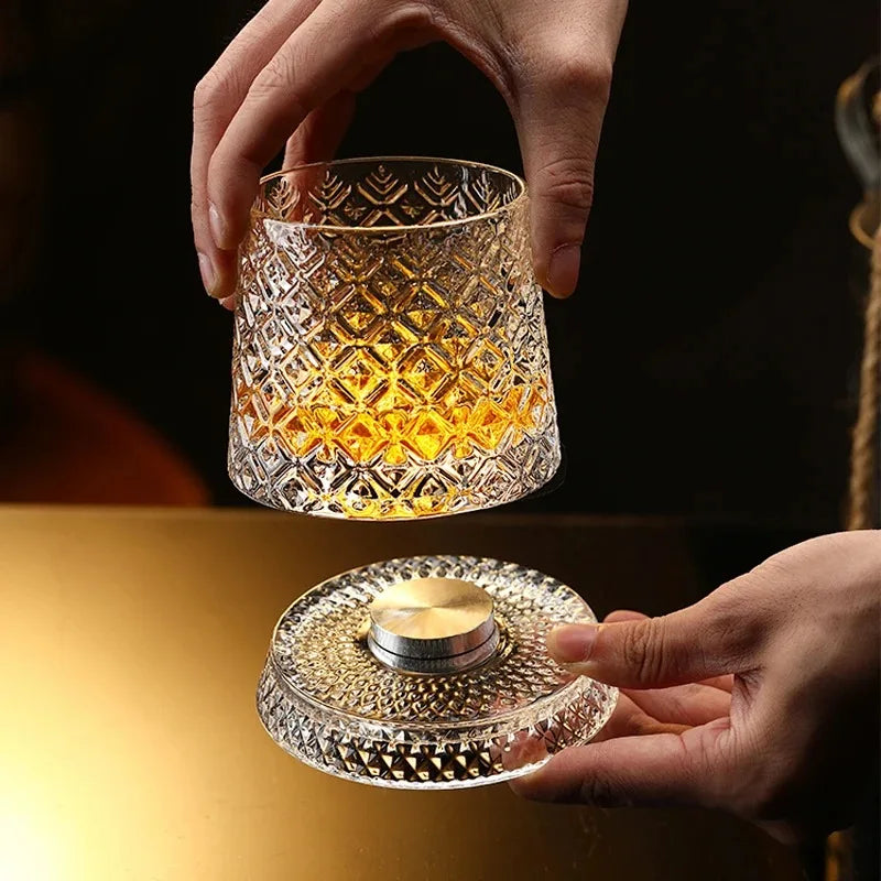 Tokyo Crystal Spinning Whiskey Glass & Base