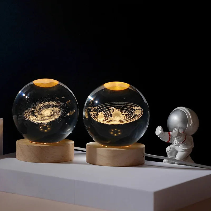3D Rotating Crystal Ball with LED Lights - Astronomy Decor Object