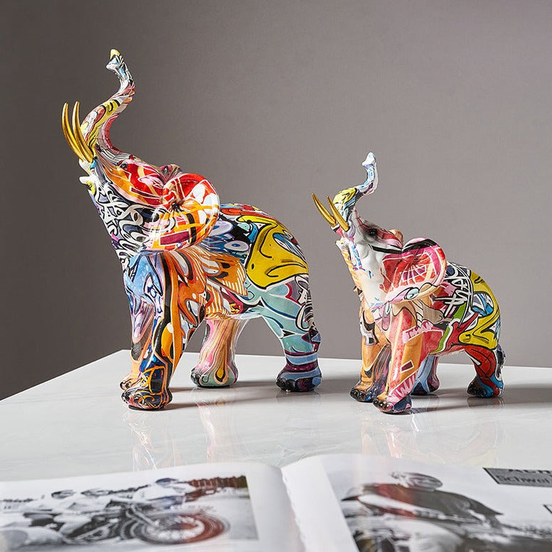 Elephant Nordic Painted Statue1