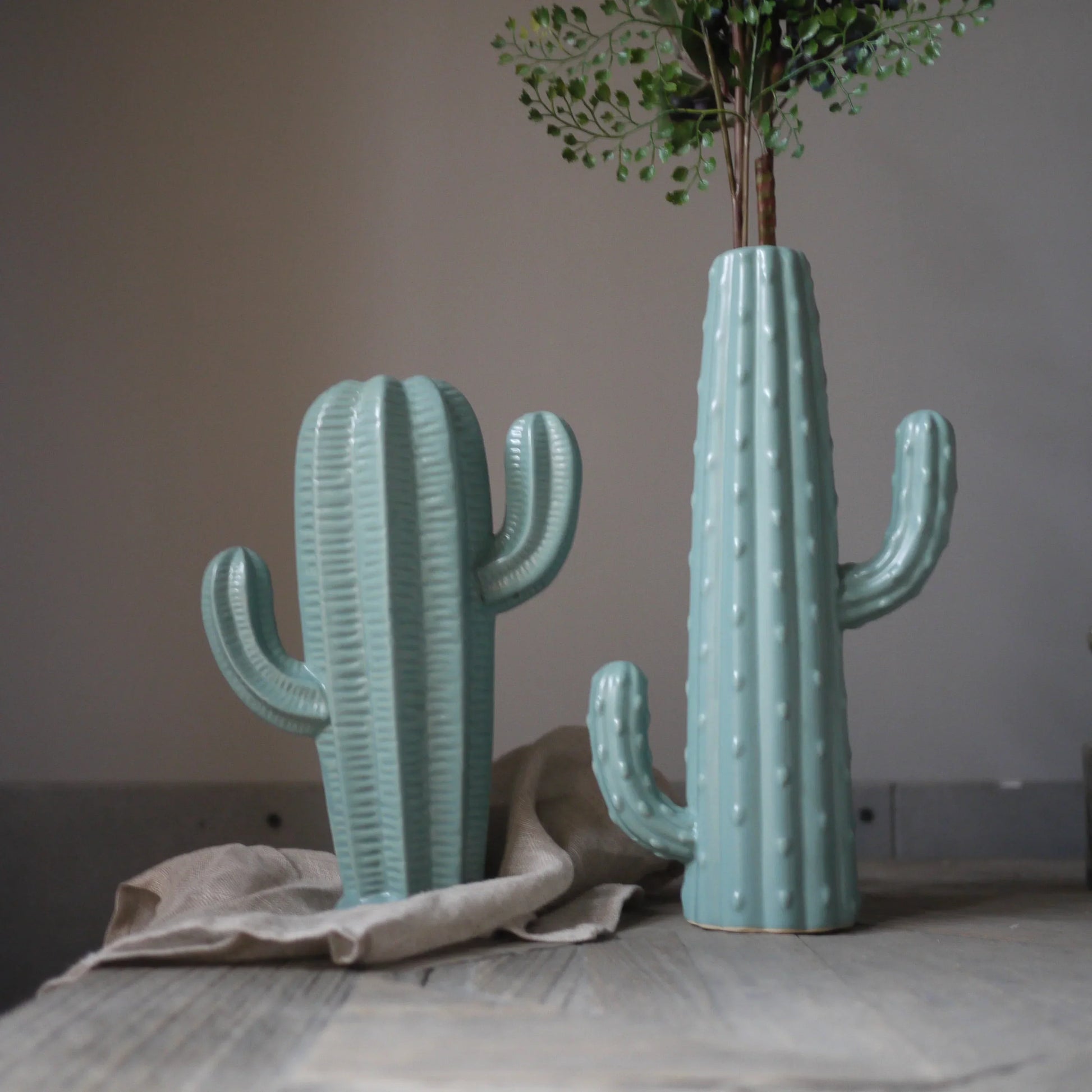 Large Ceramic Cactus Vase, 24 cm and 29 cm