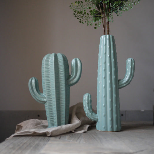 Large Ceramic Cactus Vase, 24 cm and 29 cm