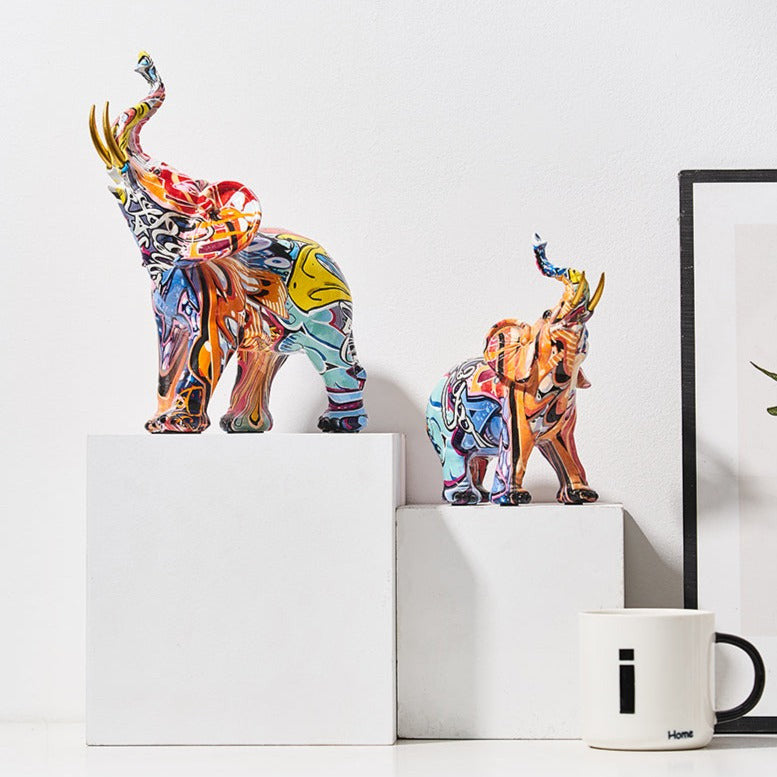 Elephant Nordic Painted Statue1