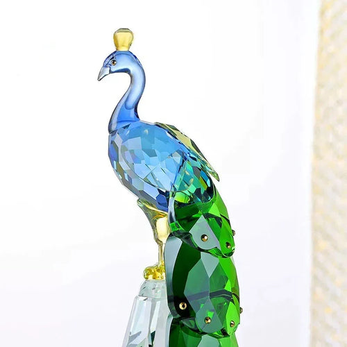 Crystal Peacock Statue – Design Decorative Sculpture 24 cm
