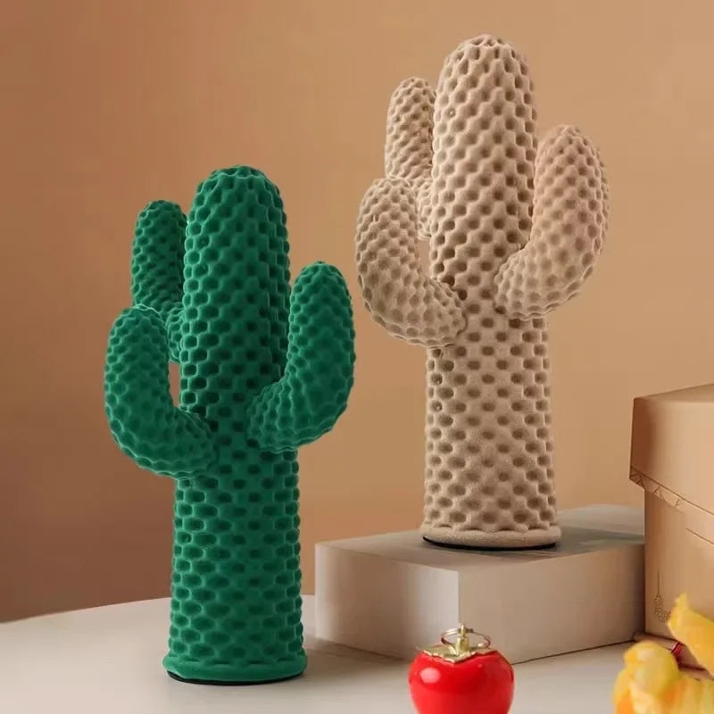 Modern Resin Cactus, Green or Beige, 25 cm