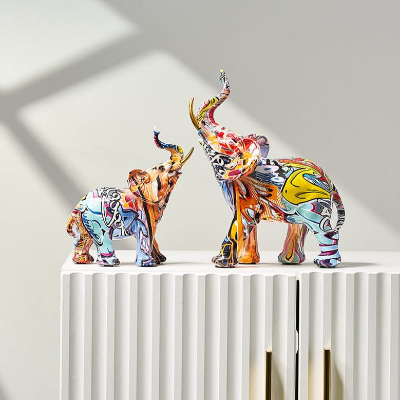 Elephant Nordic Painted Statue1