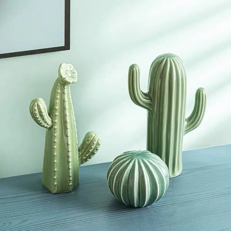 Ceramic Indoor Decor Cactus Statue