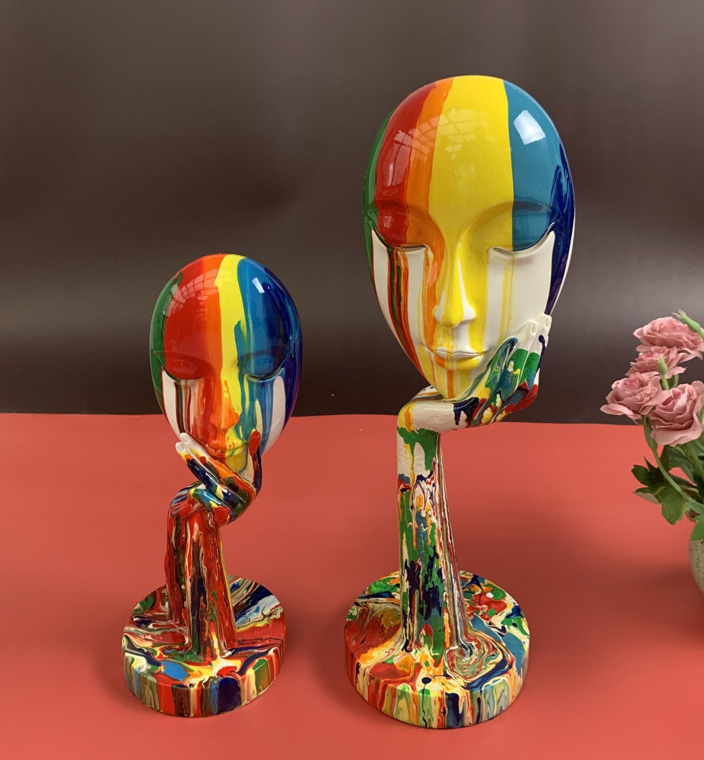 Abstract Painted Face Sculptures