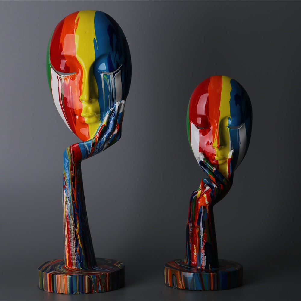 Abstract Painted Face Sculptures