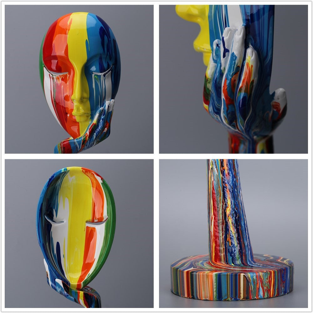 Abstract Painted Face Sculptures