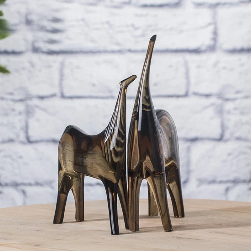 Abstract Design Horse Statues – Mare & Foal Duo in Resin (22 cm & 27.5 cm)