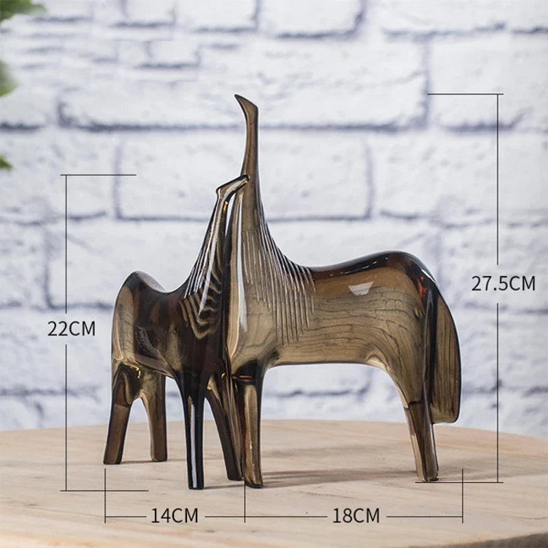 Abstract Design Horse Statues – Mare & Foal Duo in Resin (22 cm & 27.5 cm)