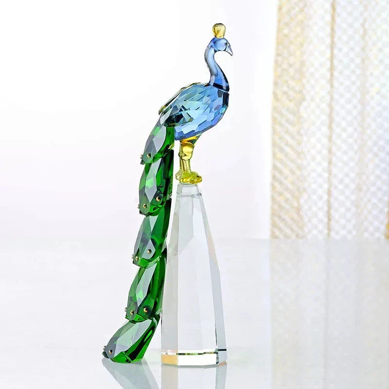 Crystal Peacock Statue – Design Decorative Sculpture 24 cm