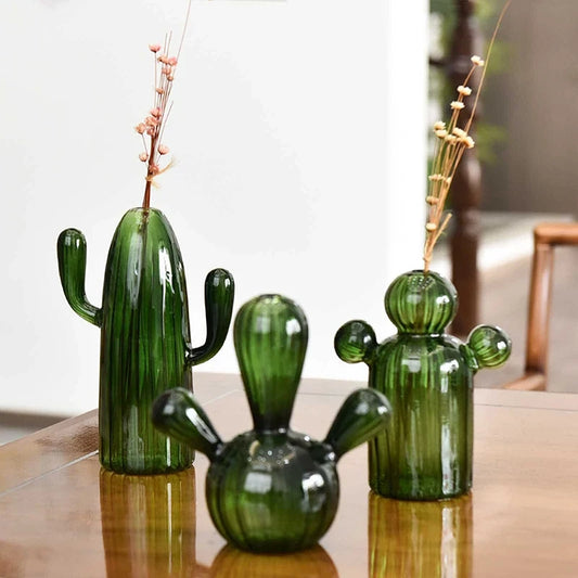 Decorative Glass Cactus Vase 15 cm