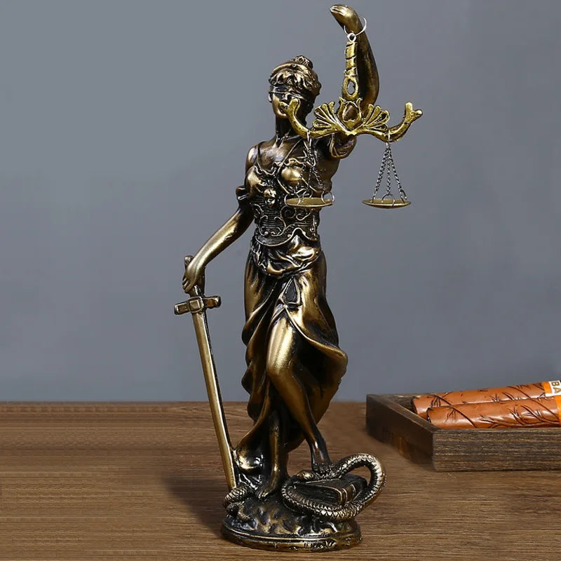 Themis Statue - Goddess of Justice, Bronze Effect, 22 cm