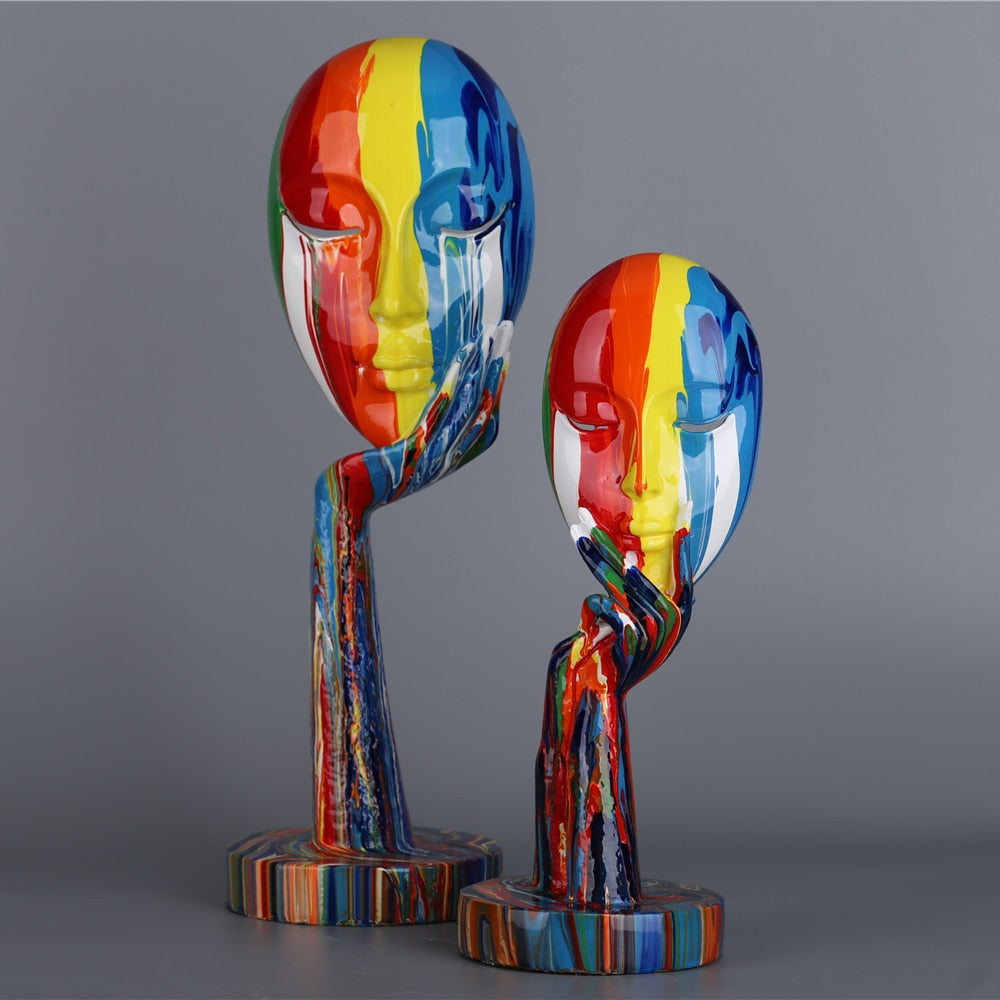 Abstract Painted Face Sculptures