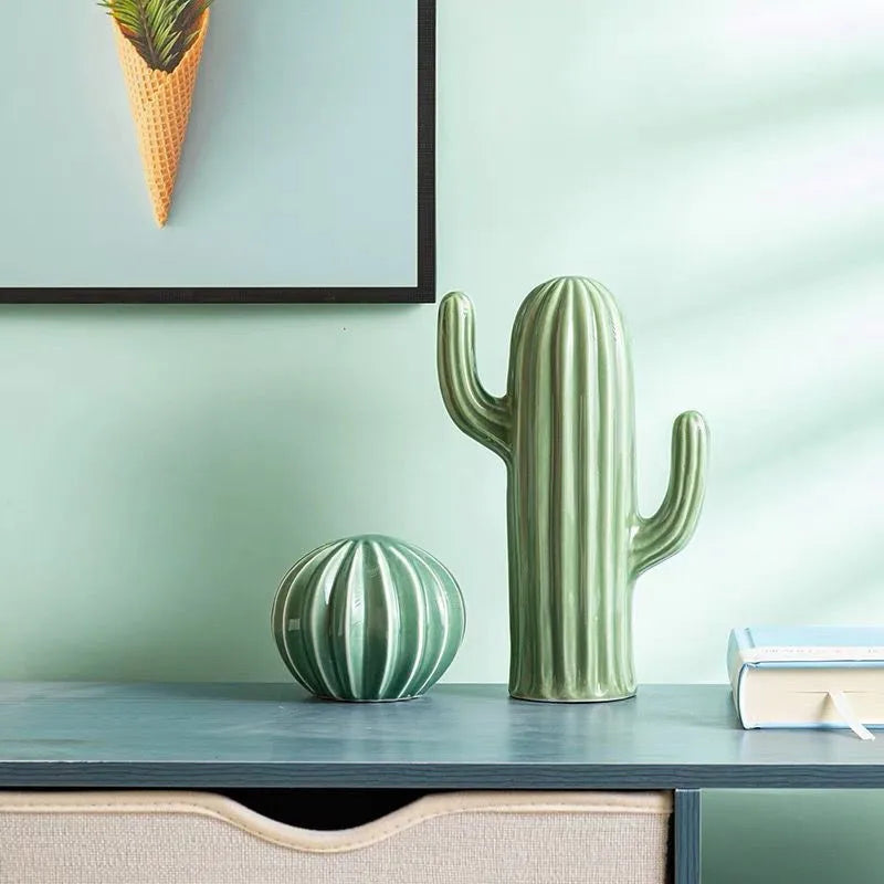 Ceramic Indoor Decor Cactus Statue